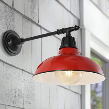 Wallace 12.25" Farmhouse Industrial Indoor/Outdoor Iron LED Victorian Arm Outdoor Sconce